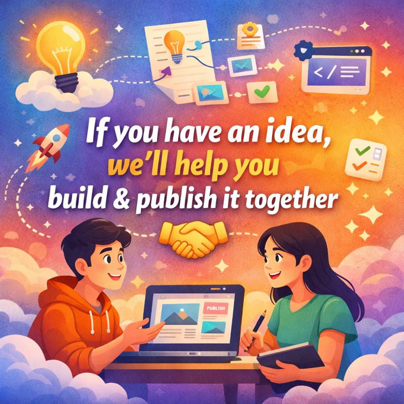 Take the plunge — if you have an idea, we’ll help you build & publish it together 🤝