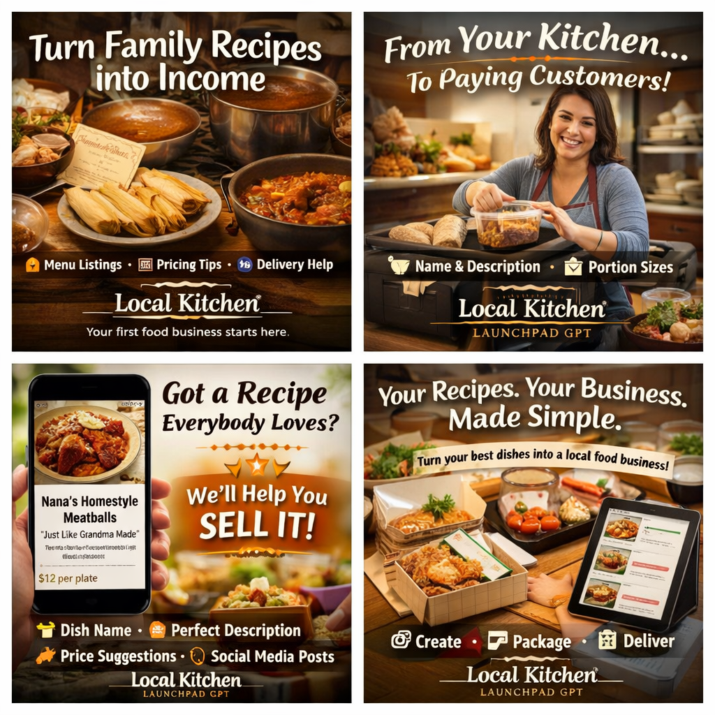 Local Kitchen Launchpad GPT — Turn Family Recipes into Income